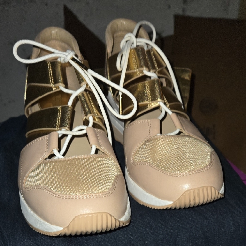 Michael Kors Gold and Tan Women's Wedge Shoes
